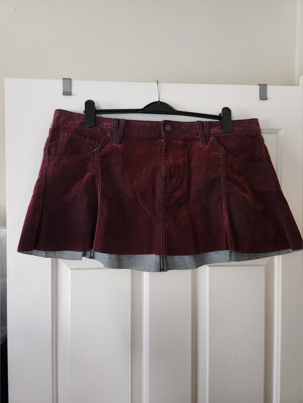 NWOT Women’s Burgundy Jean Mini Skirt